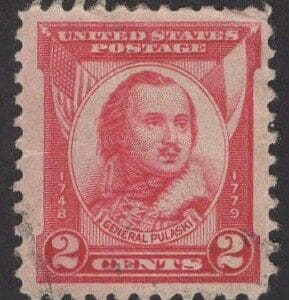 Scott# 690 "GENERAL CASIMIR PULASKI" LITE CANCEL, NICELY CENTERED