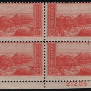 Scott# 741 "NATIONAL PARKS-GRAND CANYON" MNH BLOCK (4) W/PLATE #