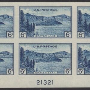 Scott# 761 NAT'L PARKS-CRATER LAKE LOWER PLATE BLOCK (6) P#21321