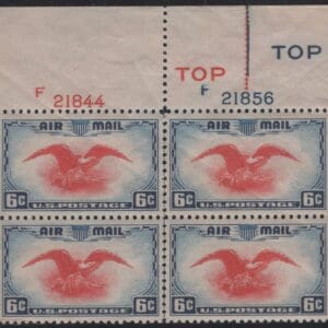 Scott# C23 "AMERICAN EAGLE" MNH PLATE BLOCK (4) CENTER LINE