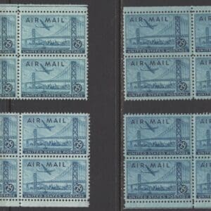 Scott# C36 OAKLAND BAY BRIDGE MATCHED PLATE BLOCKS (4) P# 23667