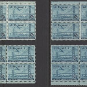 Scott# C36 OAKLAND BAY BRIDGE MATCHED PLATE BLOCKS (4) P# 23668
