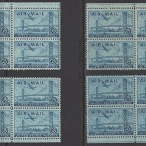 Scott# C36 OAKLAND BAY BRIDGE MATCHED PLATE BLOCKS (4) P# 23670