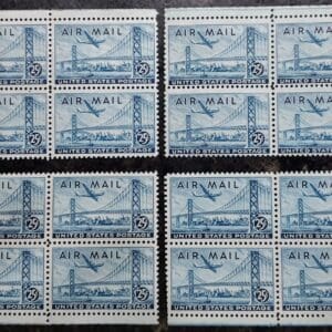 Scott# C36 OAKLAND BAY BRIDGE MATCHED PLATE BLOCKS (4) P# 23615