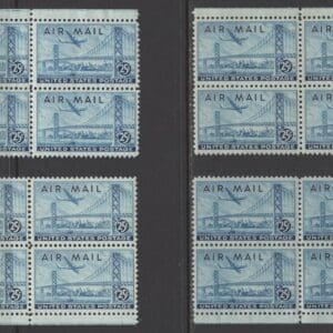 Scott# C36 OAKLAND BAY BRIDGE MATCHED PLATE BLOCKS (4) P# 23616