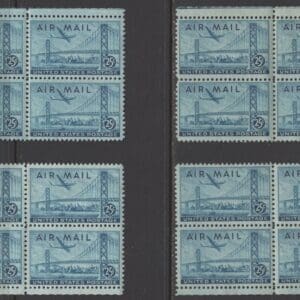 Scott# C36 OAKLAND BAY BRIDGE MATCHED PLATE BLOCKS (4) P# 23669