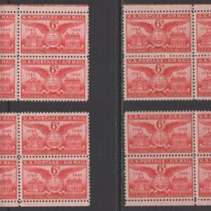 Scott# C40 ALEXANDRIA BICENTEN. MATCHED PLATE BLOCKS(4) P#24083