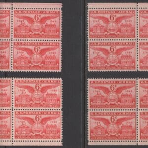 Scott# C40 ALEXANDRIA BICENTEN. MATCHED PLATE BLOCKS(4) P#24084
