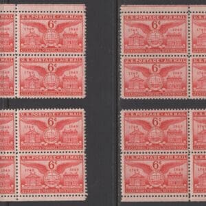 Scott# C40 ALEXANDRIA BICENTEN. MATCHED PLATE BLOCKS(4) P#24088