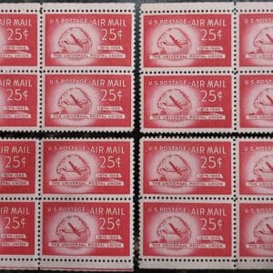 Scott# C44 "BOEING STRATOCRUISER" MATCHED PLATE BLOCKS(4) P#24153
