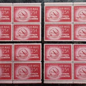 Scott# C44 "BOEING STRATOCRUISER" MATCHED PLATE BLOCKS(4) P#24154