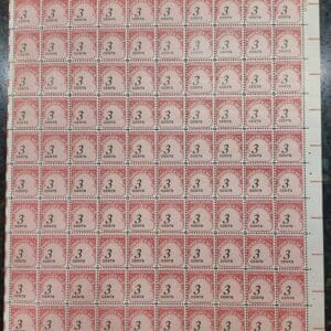 Scott# J91 "POSTAGE DUE" ROTARY PRESS MNH FULL SHEET (100)