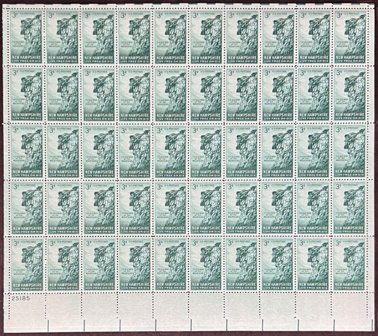 Scott# 1068 "NEW HAMPSHIRE - STONE FACE MT." MNH FULL SHEET (50)