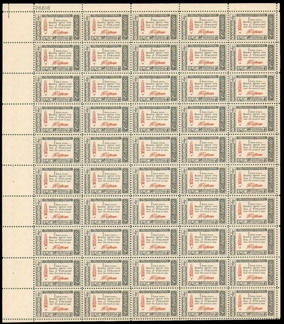 Scott# 1141 "CREDO-THOMAS JEFFERSON" MNH FULL SHEET (50)