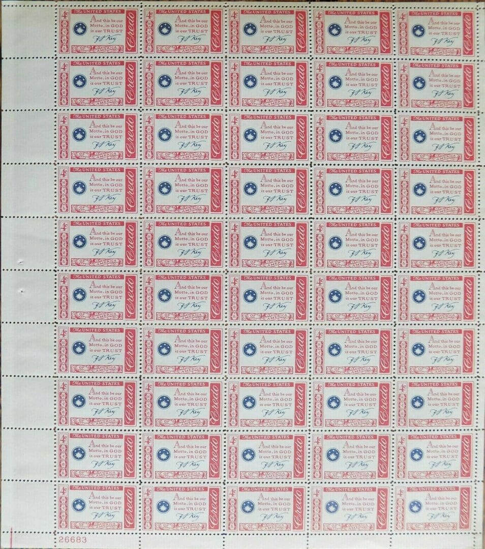 Scott# 1142 "CREDO-FRANCIS SCOTT KEY" MNH FULL SHEET (50)