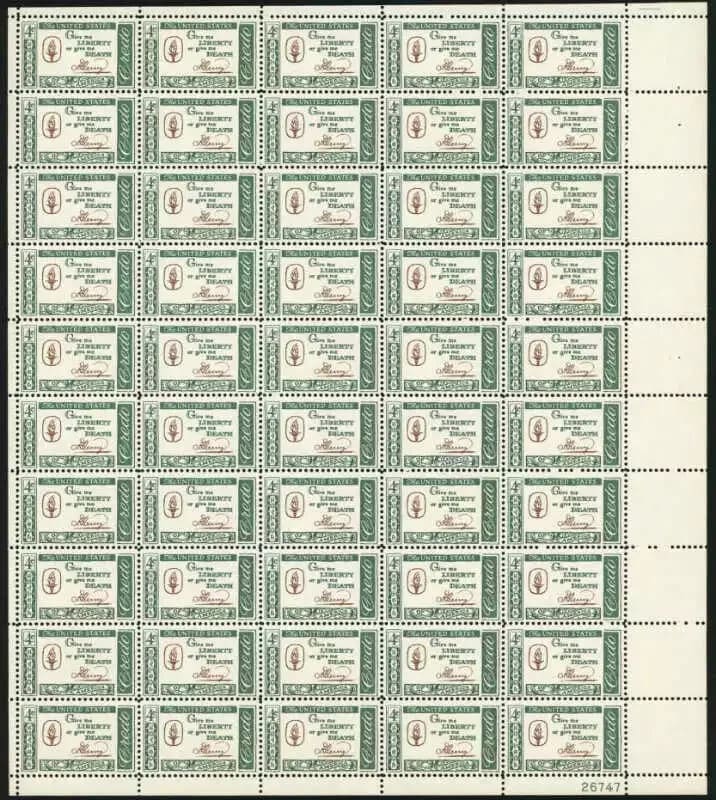 Scott# 1144 "CREDO- PATRICK HENRY" MNH FULL SHEET (50)