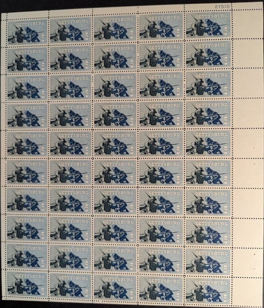 Scott# 1180 "GETTYSBURG-CIVIL WAR CENTENNIAL" MNH FULL SHEET (50)