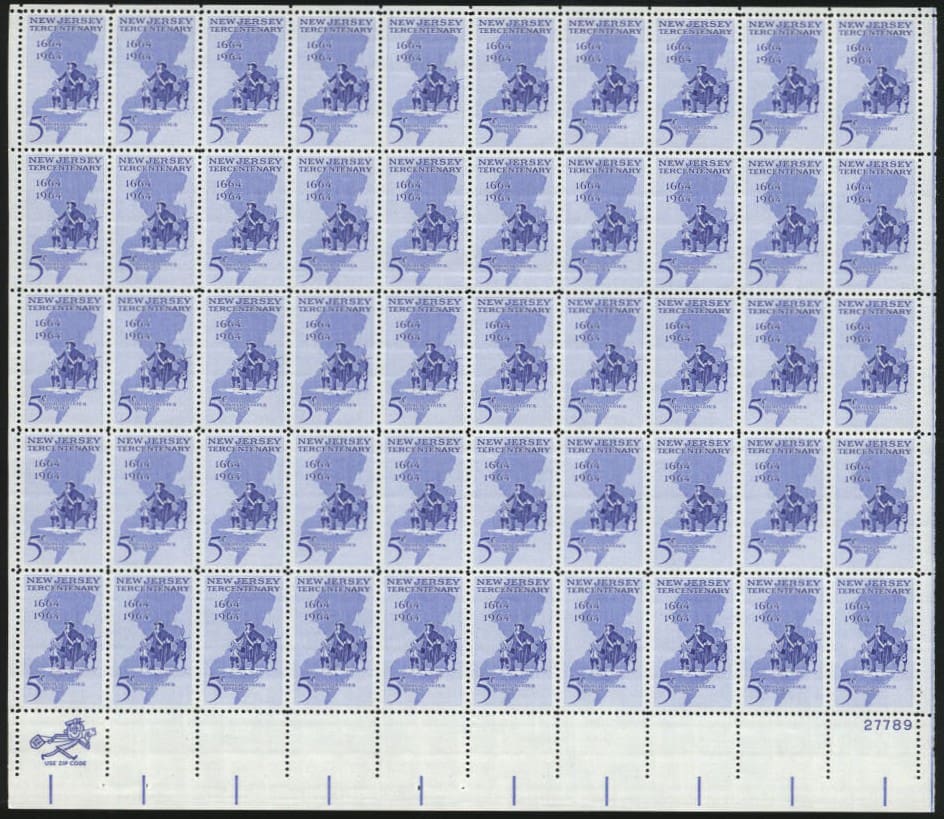 Scott# 1247 "NEW JERSEY TERCENTENARY" MNH FULL SHEET (50)