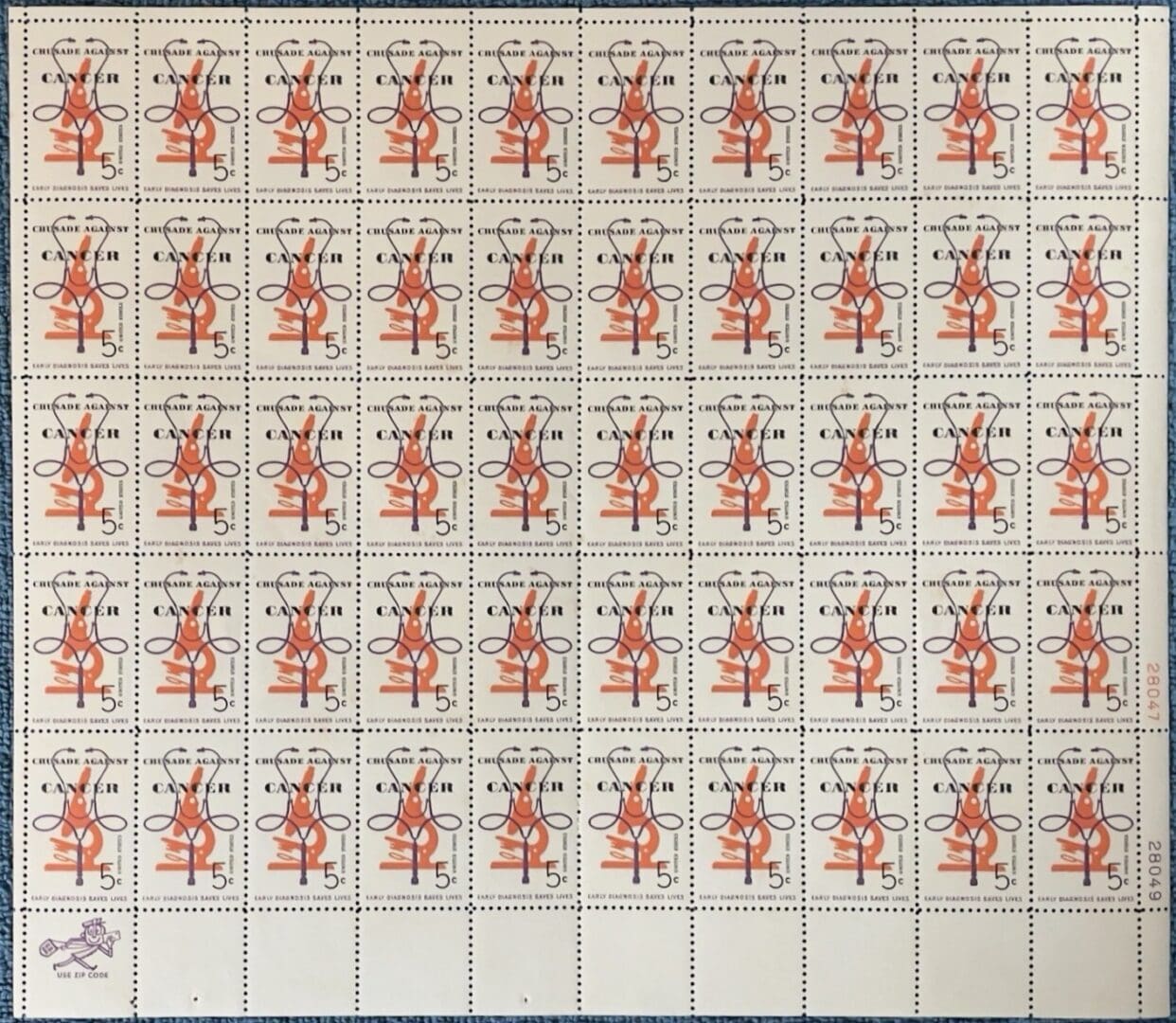 Scott# 1263 "CRUSADE AGAINST CANCER" MNH FULL SHEET (50)