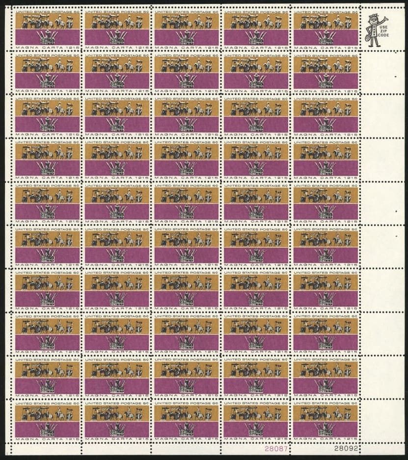 Scott# 1265 "MAGNA CARTA" MNH FULL SHEET (50) NICELY CENTERED