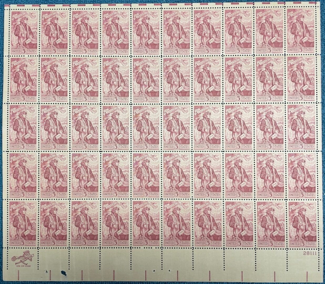 Scott# 1268 "DANTE ALIGHIERI - POET" MNH FULL SHEET (50)