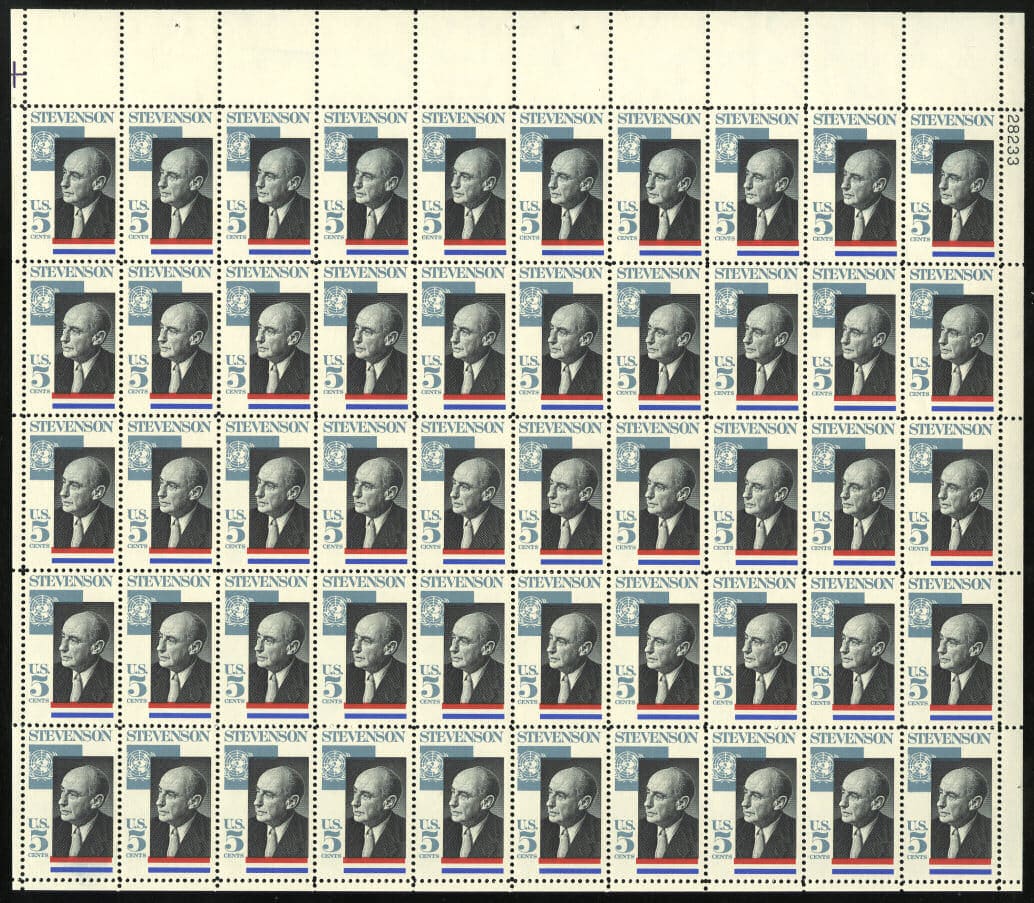 Scott# 1275 "ADLAI E STEVENSON - POLITICIAN" MNH FULL SHEET (50)