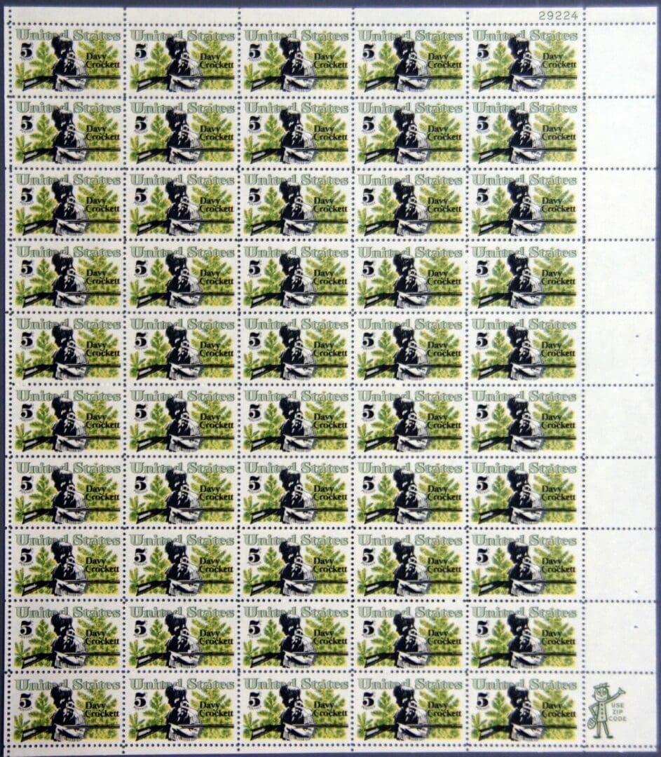 Scott# 1330 DAVY CROCKETT - AMERICAN FOLKLORE MNH FULL SHEET (50)