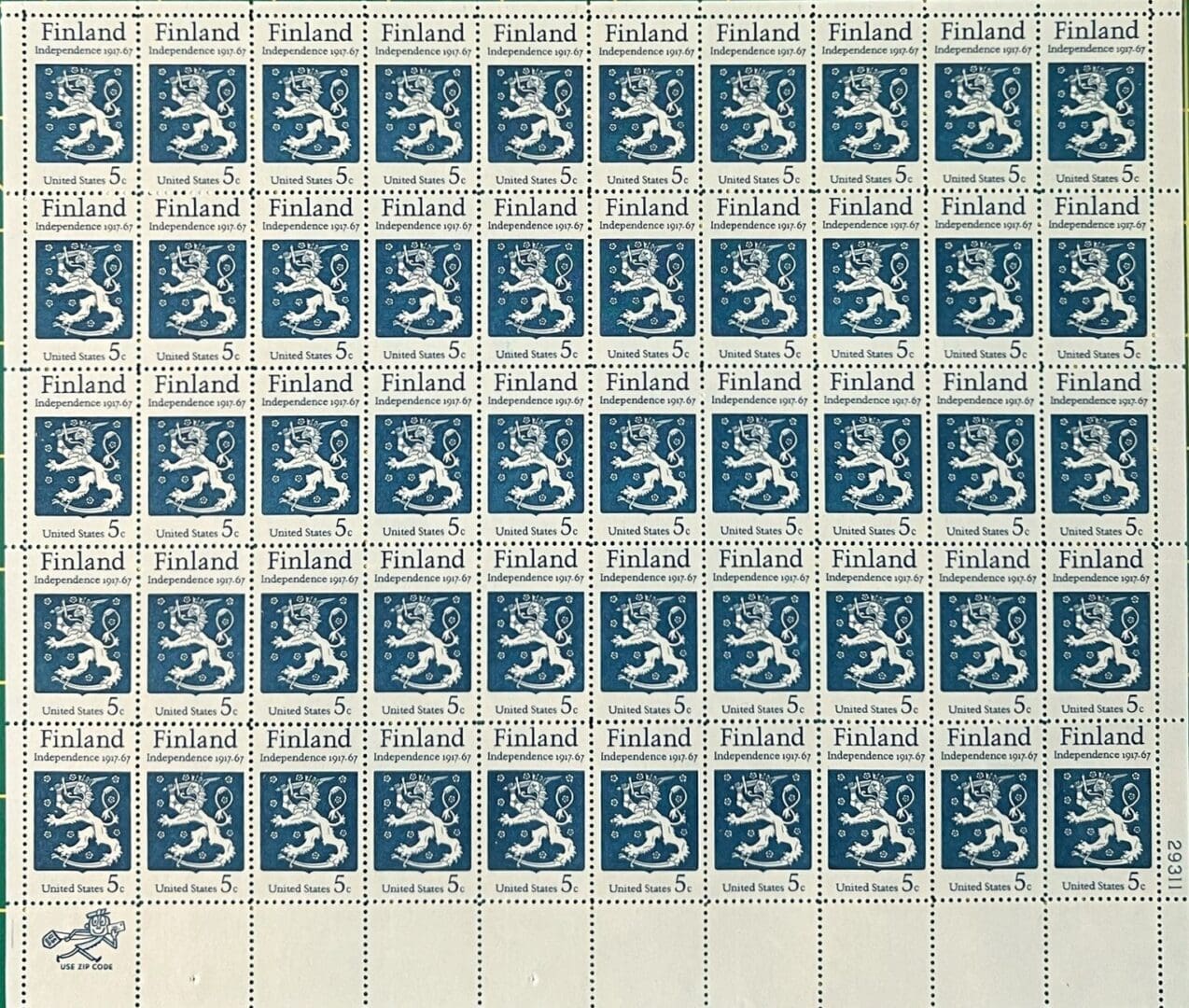 Scott# 1334 "FINNISH INDEPENDENCE" MNH FULL SHEET (50)