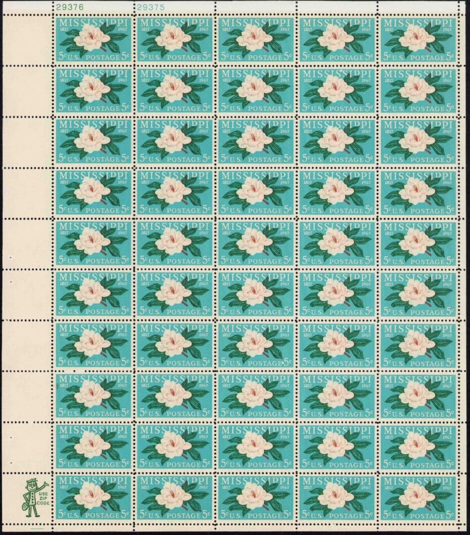 Scott# 1337 "MISSISSIPPI" MNH FULL SHEET (50) NICELY CENTERED