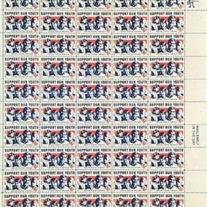 Scott# 1342 SUPPORT OUR YOUTH MNH FULL SHEET (50) NICELY CENTERED
