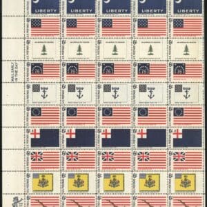 Scott# 1345-54 "HISTORIC FLAGS" MNH FULL SE-TENANT SHEET (50)