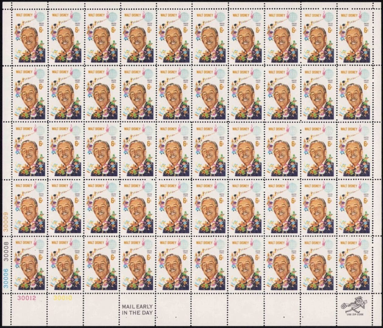 Scott# 1355 "WALT DISNEY" MNH FULL SHEET (50) NICELY CENTERED