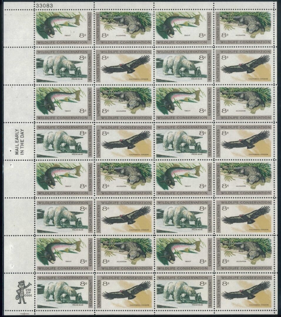 Scott# 1427-30 "WILDLIFE CONSERVATION" MNH FULL SHEET (32)