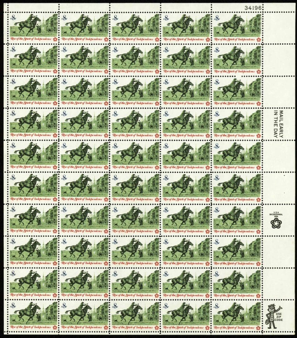 Scott# 1478 "POST RIDER" MNH FULL SHEET (50) NICELY CENTERED