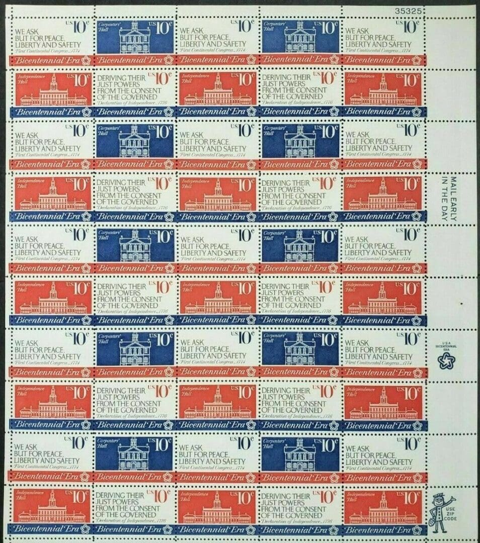 Scott# 1543-46 "AMERICAN REVOLUTION BICENTENNIAL" FULL SHEET (50)