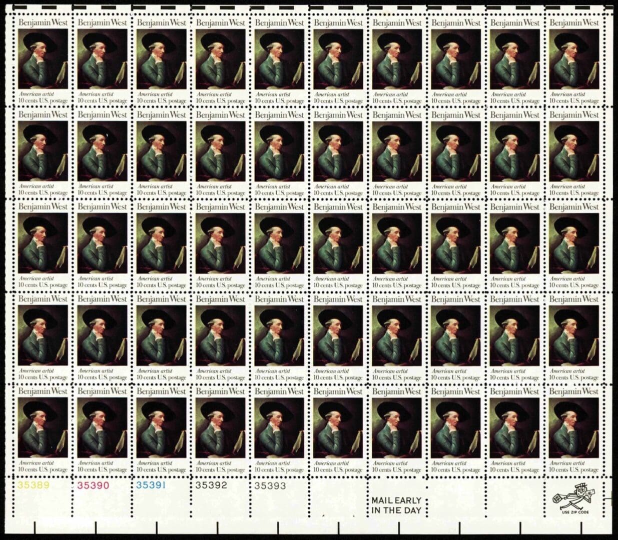 Scott# 1553 "BENJAMIN WEST-PAINTER" MNH FULL SHEET (50)