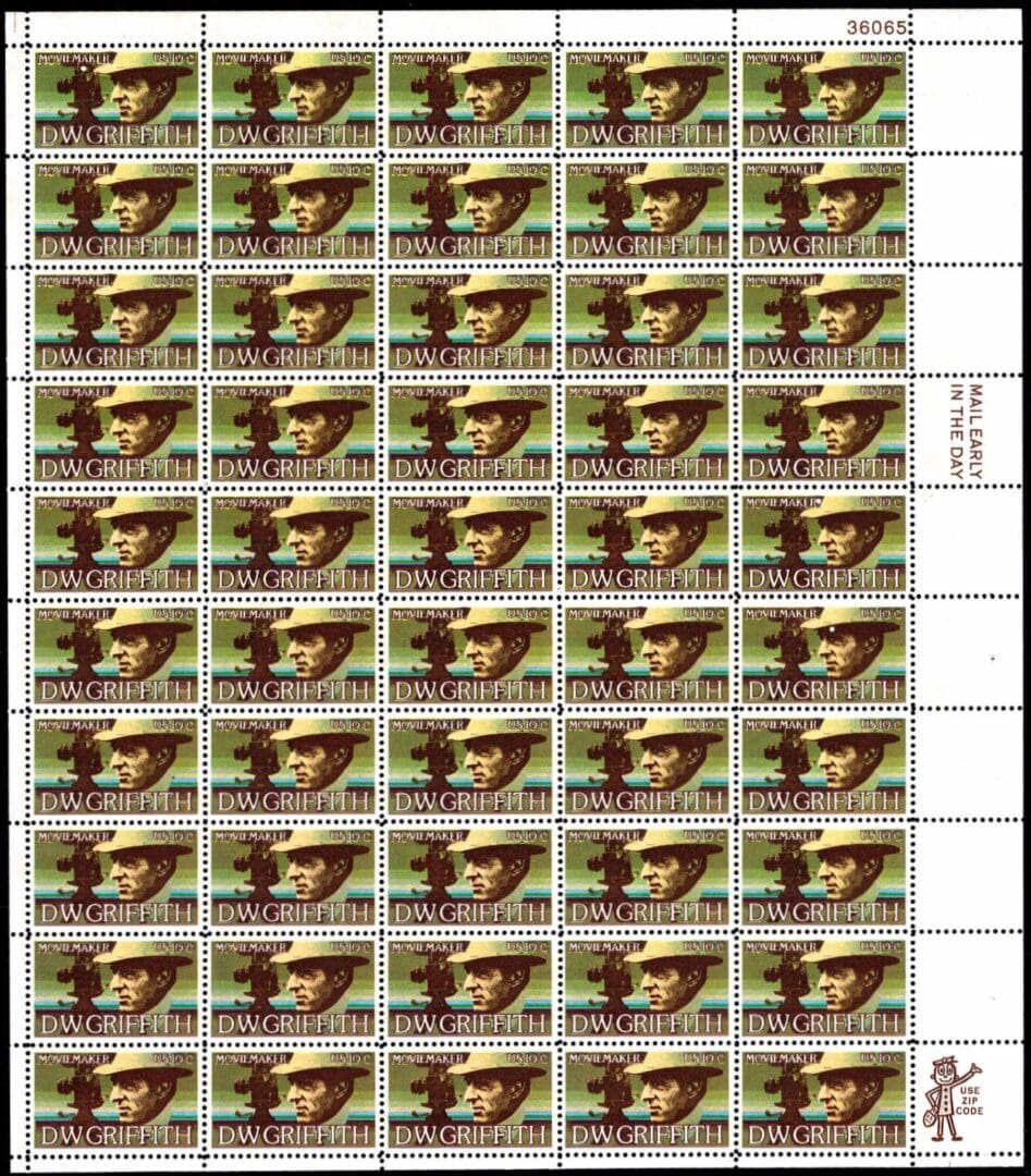 Scott# 1555 "D. W. GRIFFITH - PRODUCER" MNH FULL SHEET (50)