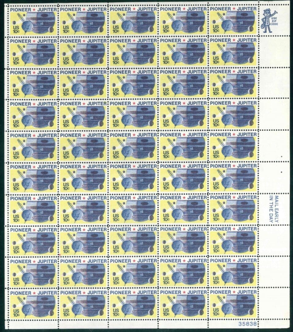 Scott# 1556 "PIONEER 10 PASSING JUPITER" MNH FULL SHEET (50)