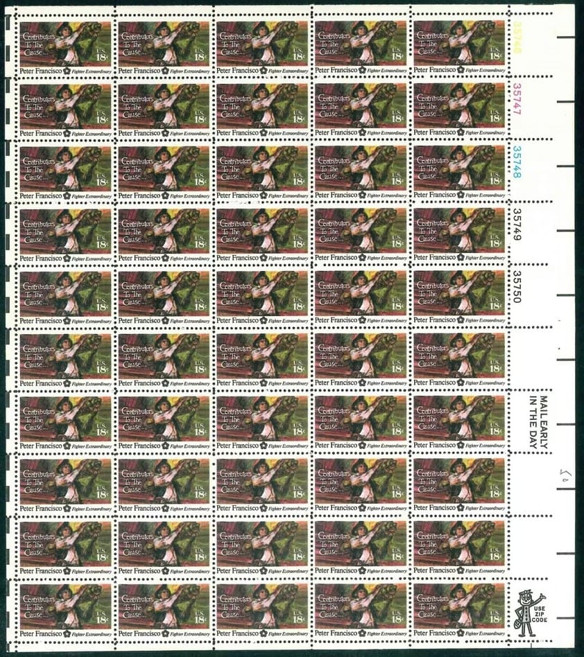 Scott# 1562 "BICENTENNIAL-PETER FRANCISCO" MNH FULL SHEET (50)