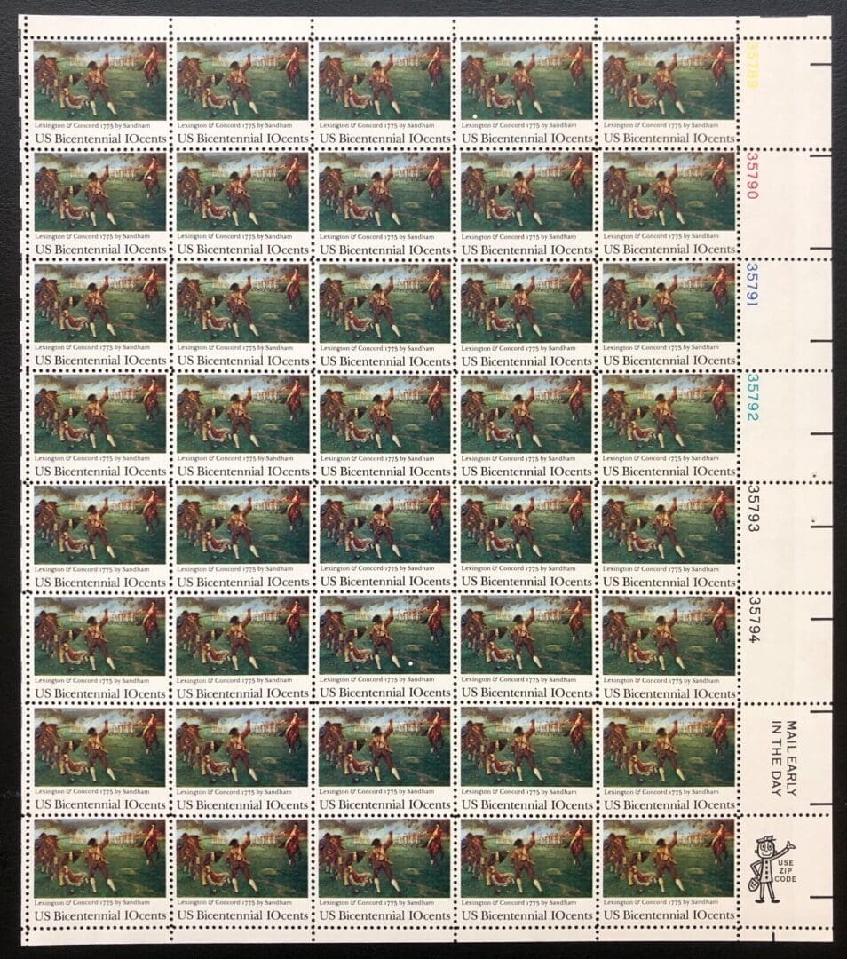 Scott# 1563 "LEXINGTON CONCORD" MNH FULL SHEET (40)