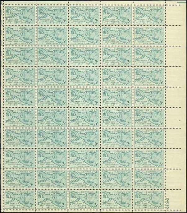 Scott# 984 "ANNAPOLIS TERCENTENARY" MNH FULL SHEET (50)
