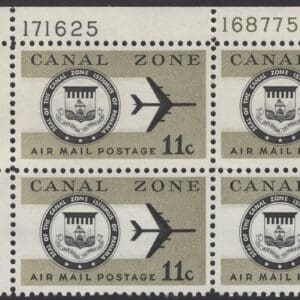 Scott# C49 CANAL ZONE AIRMAIL MNH PLATE BLOCK (4) NICELY CENTERED