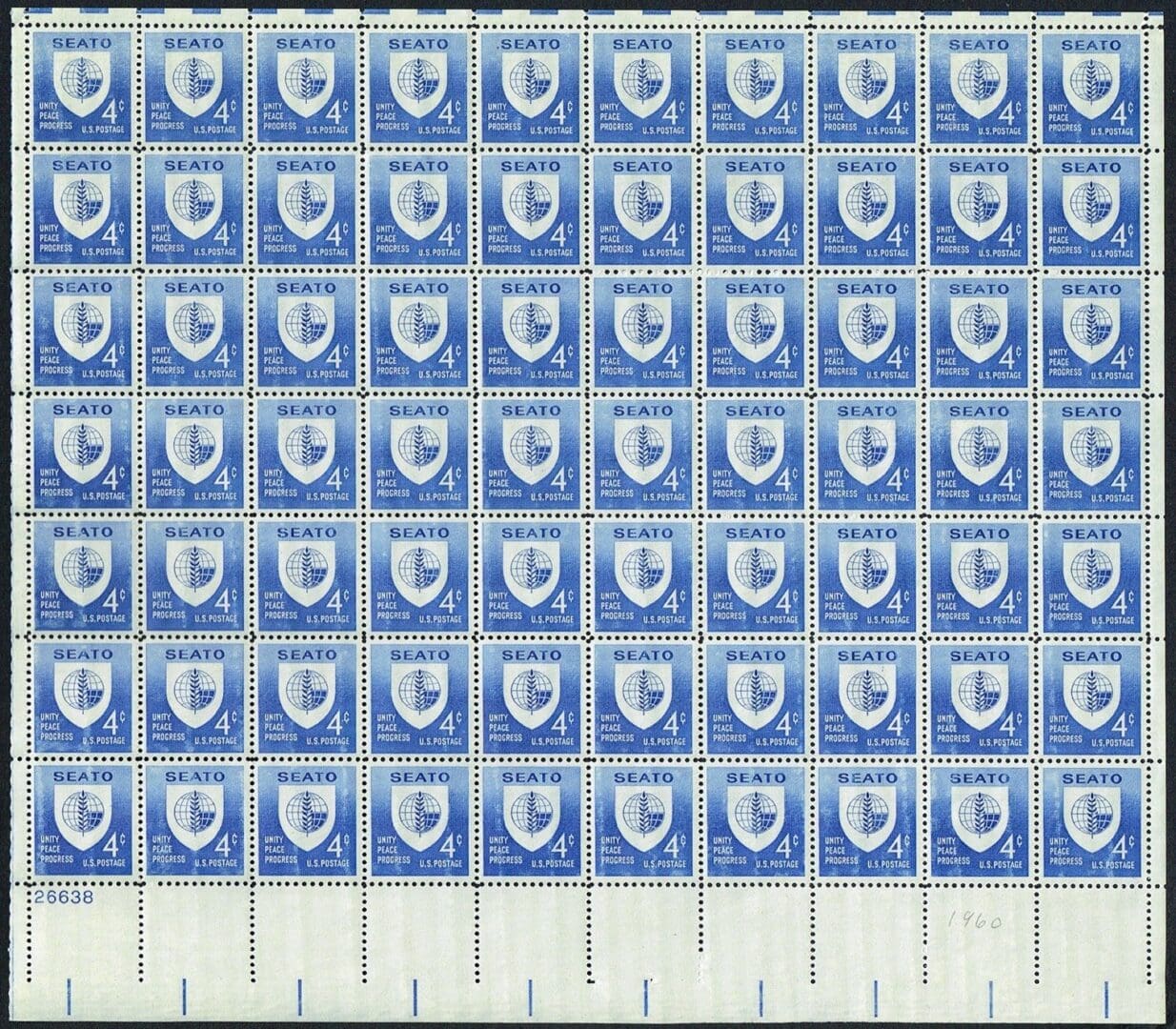 Scott# 1151 "SEATO" MNH FULL SHEET (70) NICELY CENTERED