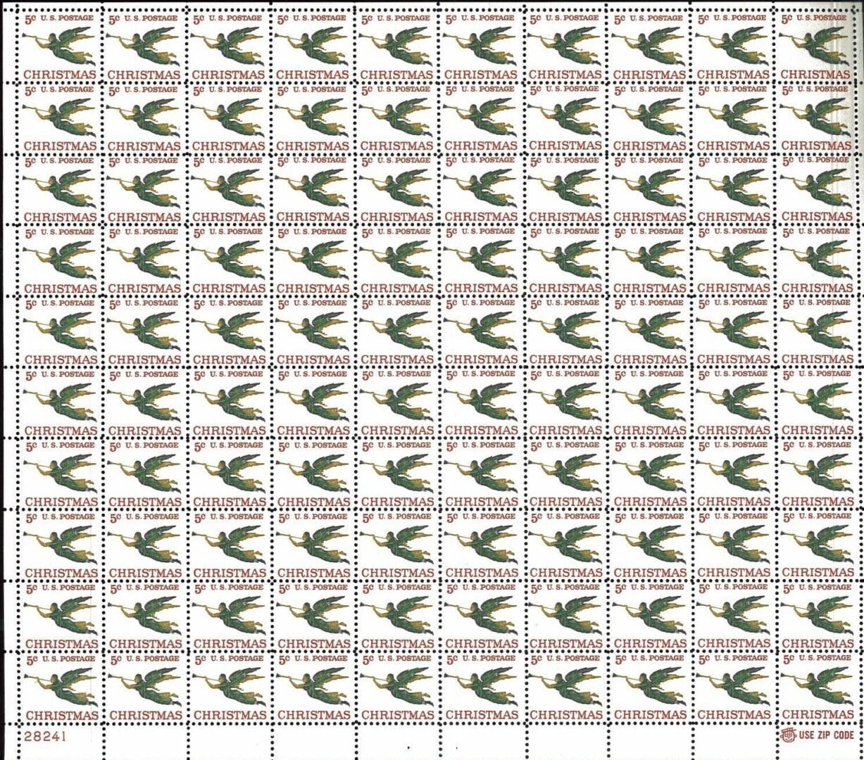 Scott# 1276 "CHRISTMAS ANGEL & TRUMPET MNH FULL SHEET (100)