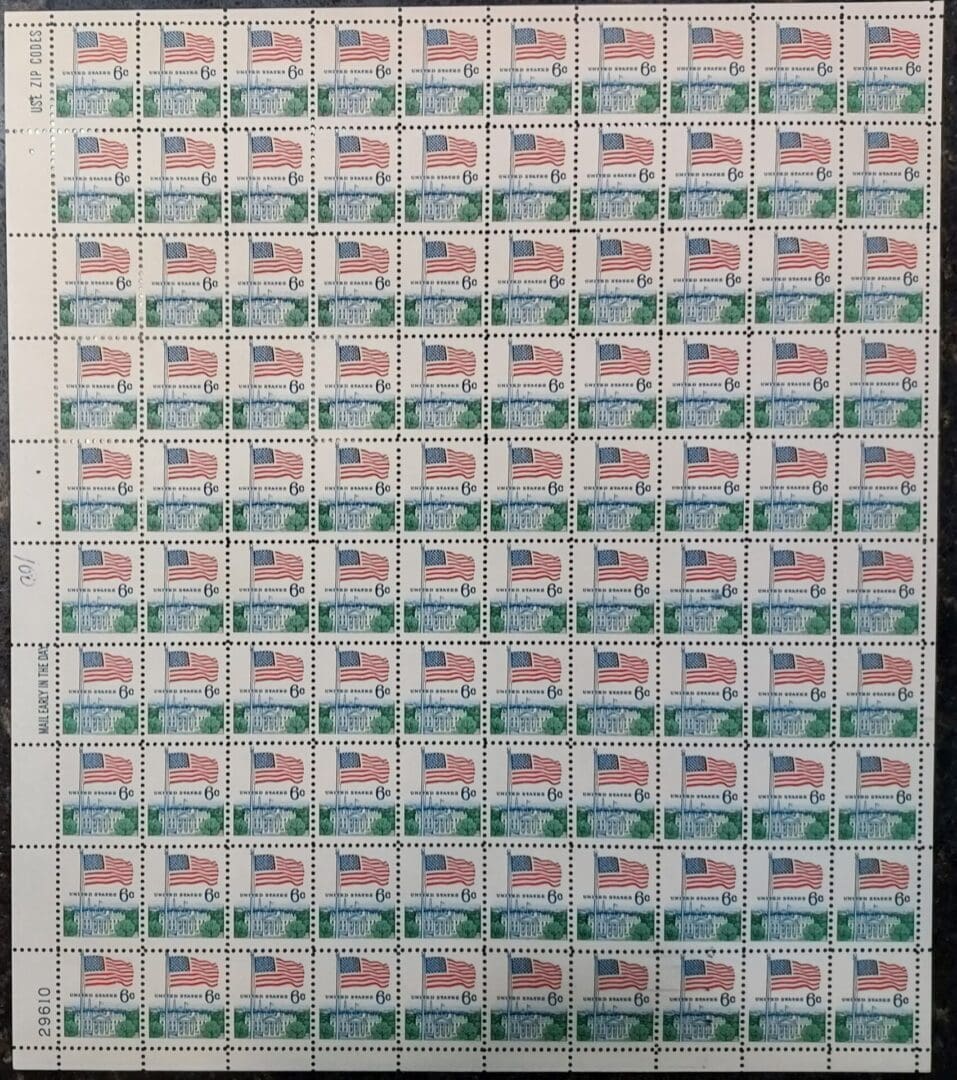 Scott# 1338 "FLAG & WHITE HOUSE" MNH FULL SHEET (100)