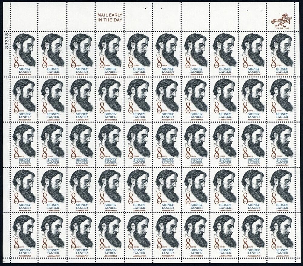 Scott# 1446 "SIDNEY LANIER-POET" MNH FULL SHEET (50)