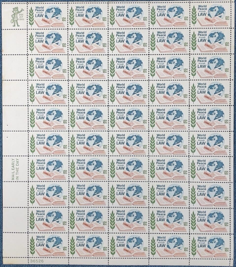 Scott# 1576 "WORLD PEACE THROUGH LAW" MNH FULL SHEET (50)