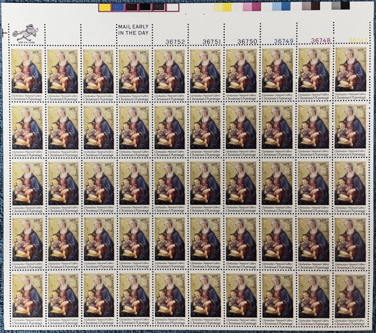 Scott# 1579 "CHRISTMAS MADONNA & CHILD" MNH FULL SHEET (50)