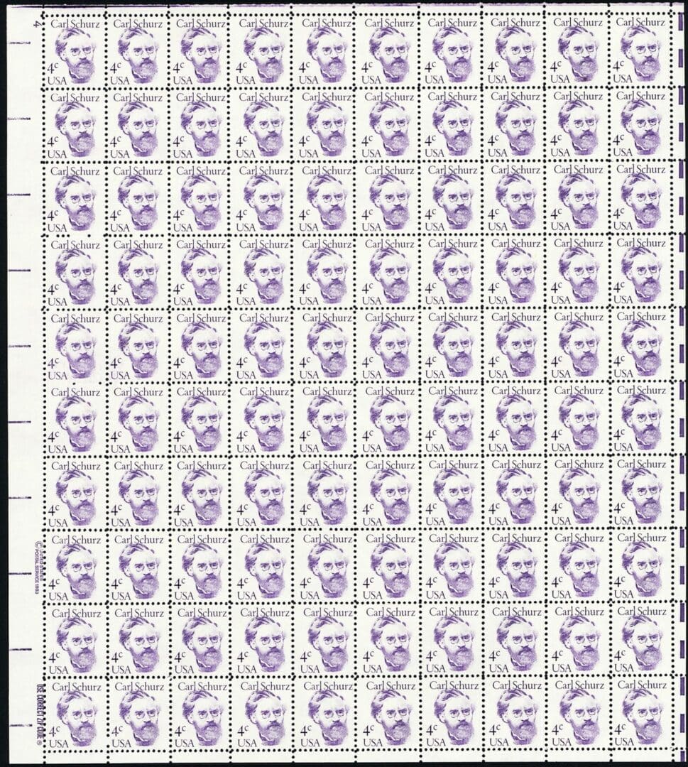Scott# 1847 "CARL SCHURZ - JOURNALIST" MNH FULL SHEET (100)