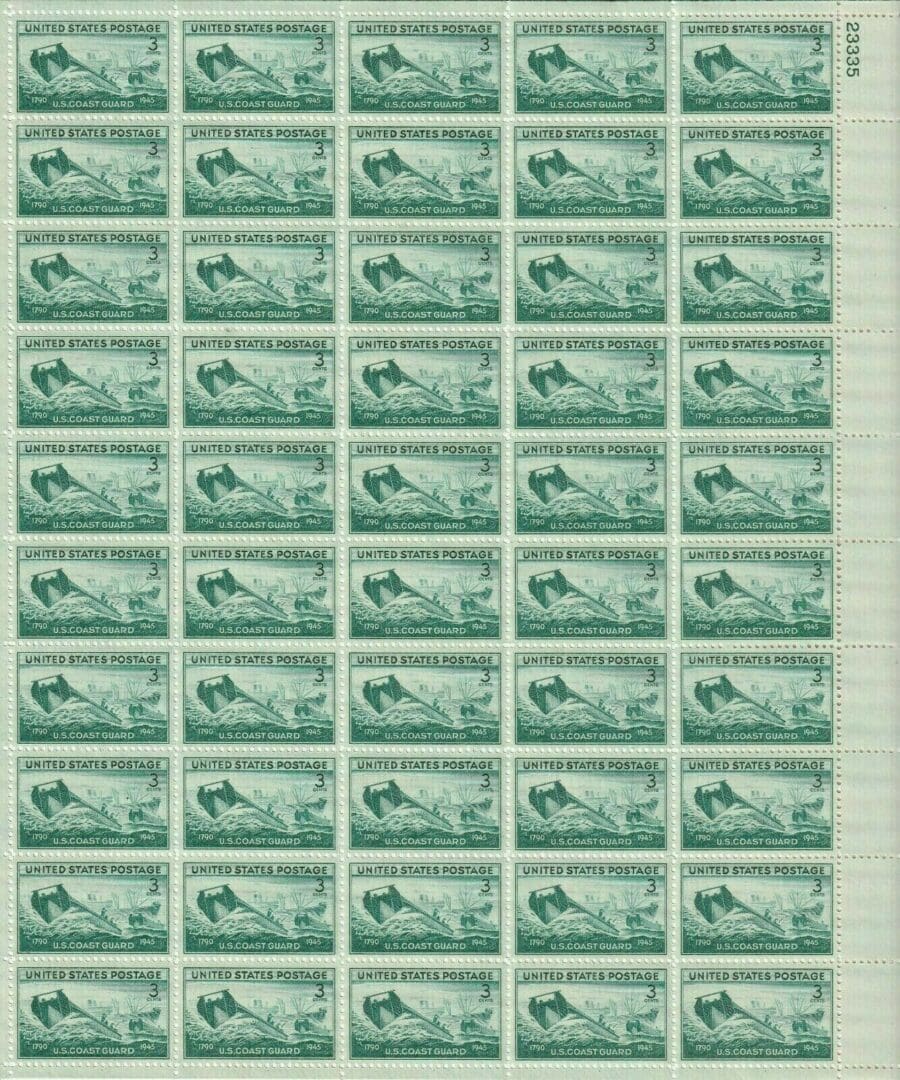 Scott# 936 "U S COAST GUARD" MNH FULL SHEET (50) NICELY CENTERED